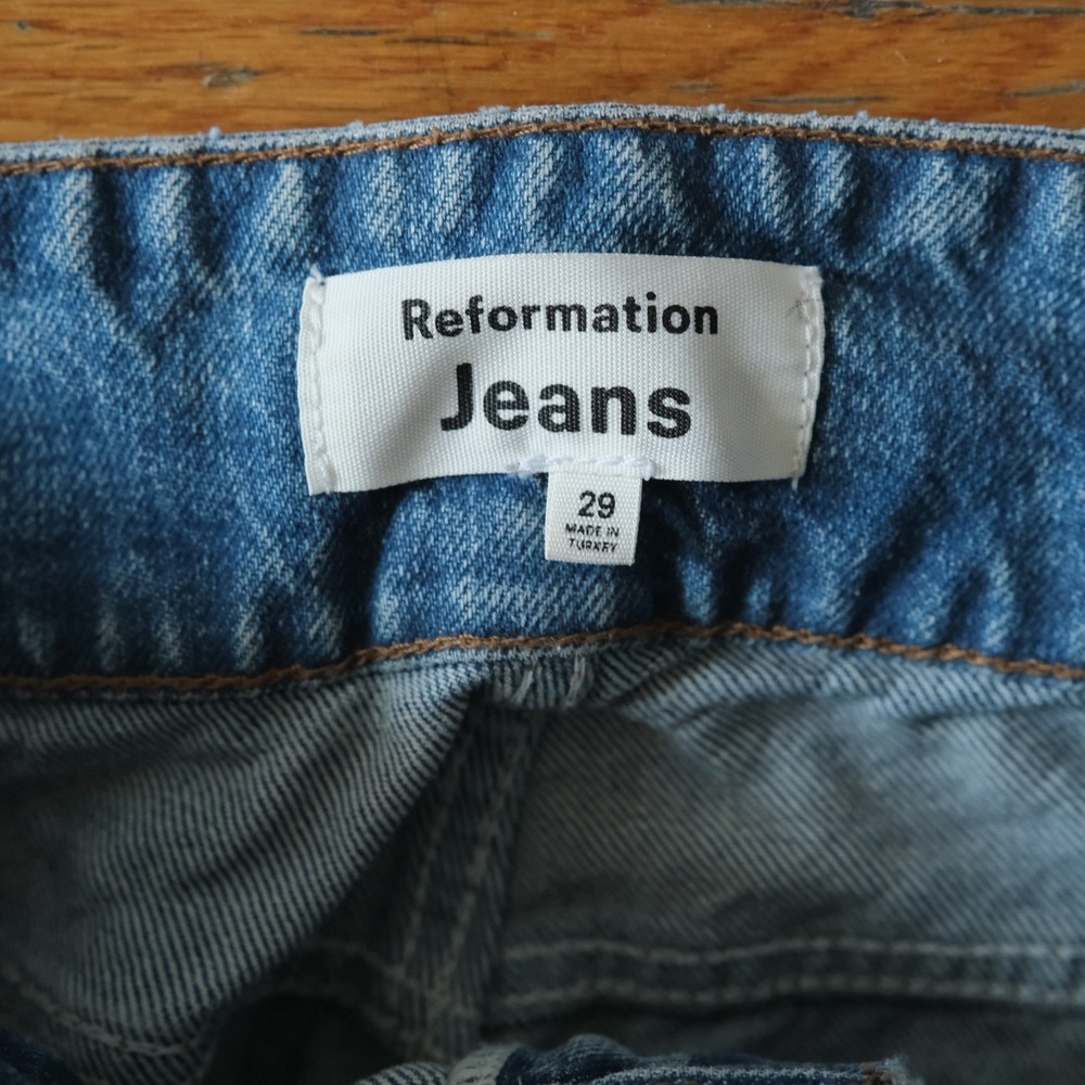 Reformation Cynthia Belted High‎ Rise Straight Jeans Blue Denim 29 Sustainable - Picture 4 of 9